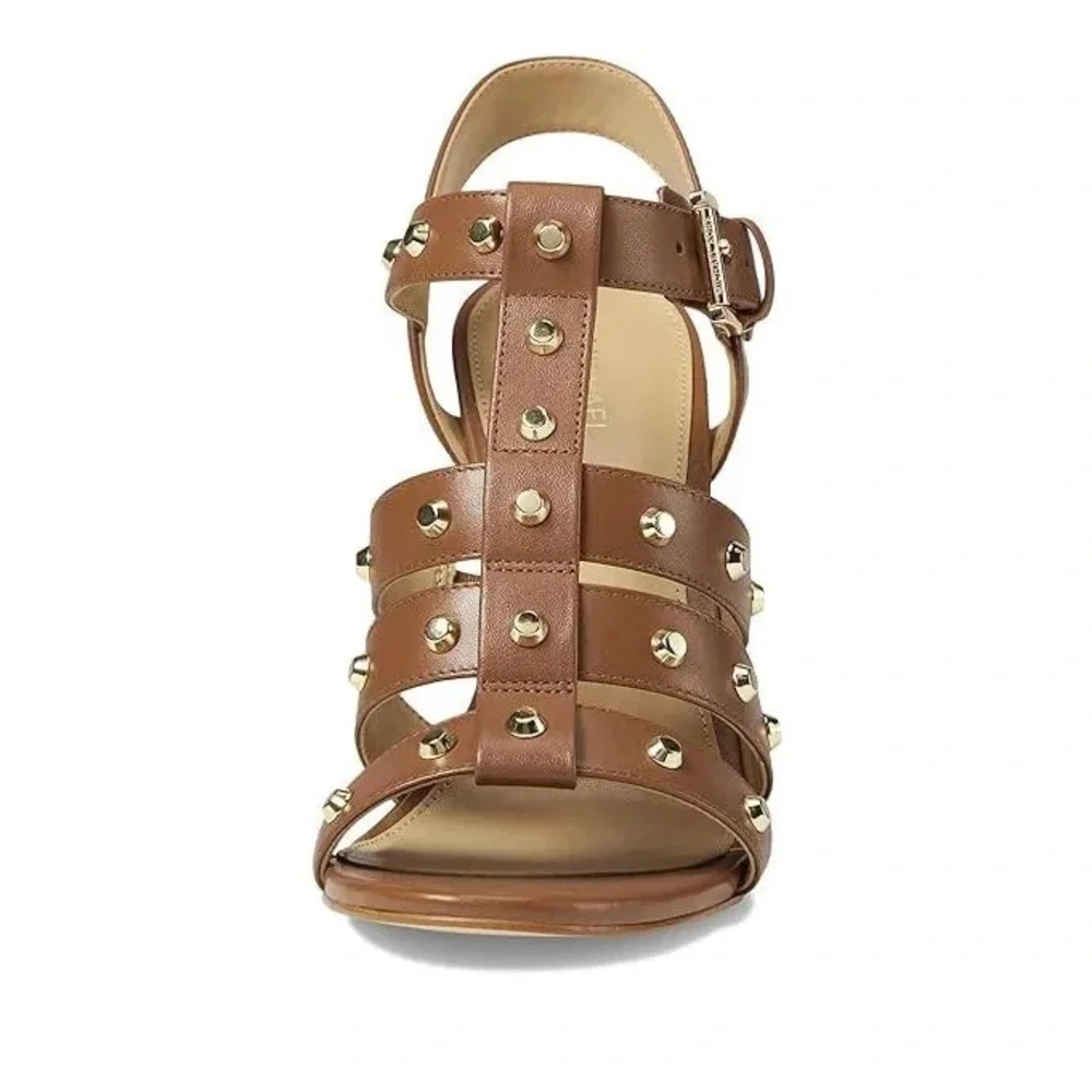MICHAEL Michael Kors Jagger Studded Stiletto Sandal in Luggage Size 7.5 NWOB